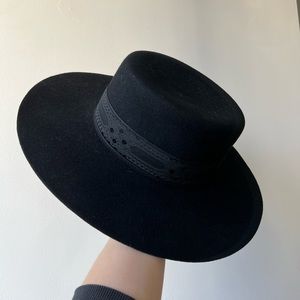 Lack of Color “Sierra” Black Flat-Brim 100% Australian Wool Hat in Black